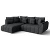 ECKSOFA L Form Corleone Dunkelgrau 266/182/91 cm mit Schlaffunktion - Dunkelgrau/Schwarz, Kunststoff/Textil (266/182cm) - AX Living