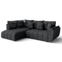 ECKSOFA L Form Corleone Dunkelgrau 266/182/91 cm mit Schlaffunktion - Dunkelgrau/Schwarz, Kunststoff/Textil (266/182cm) - AX Living