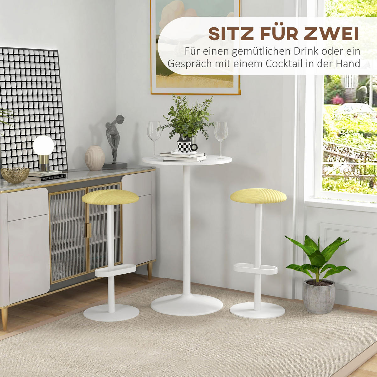 BARTISCH, MDF, Stahl, Weiß - Weiß, Kunststoff (60/102/60cm) - HOMCOM