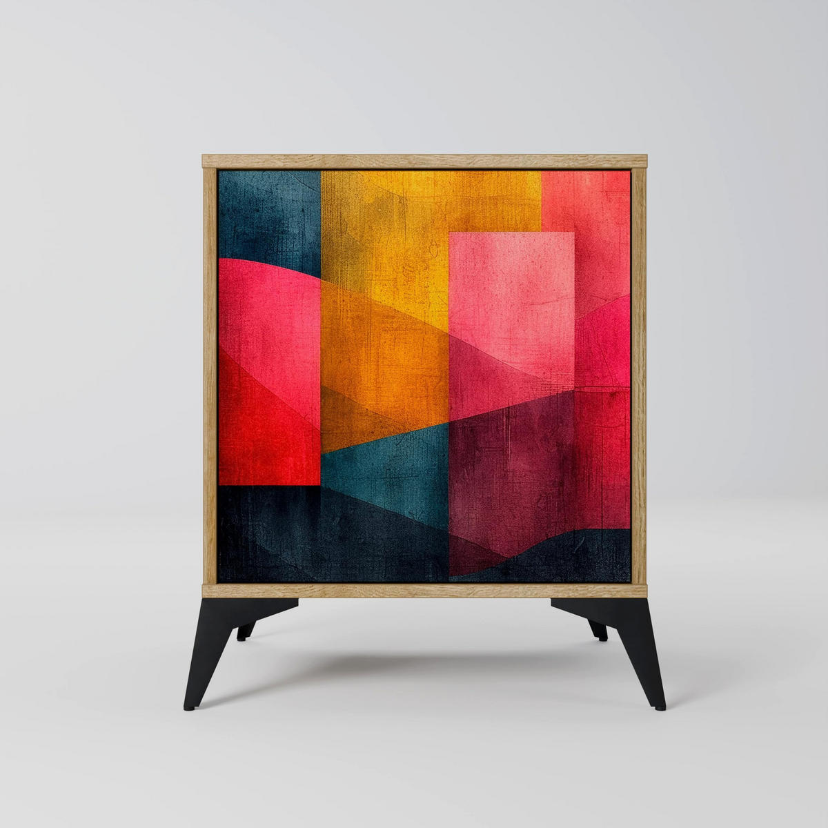 SIDEBOARD COLORFUL SOUNDS, Eichefarben, 57,5x42x77,5 cm, Schräge Buchenholzfüße - Eichefarben/Buchefarben, Holzwerkstoff/Buchenholz (57.5/77.5/42cm) - SpaceRebels