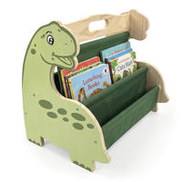 KINDERBÜCHERREGAL Weiß Natur 4 Stofffächer Dino - Multicolor, Holz/Textil (44/34/31cm) - Relaxdays