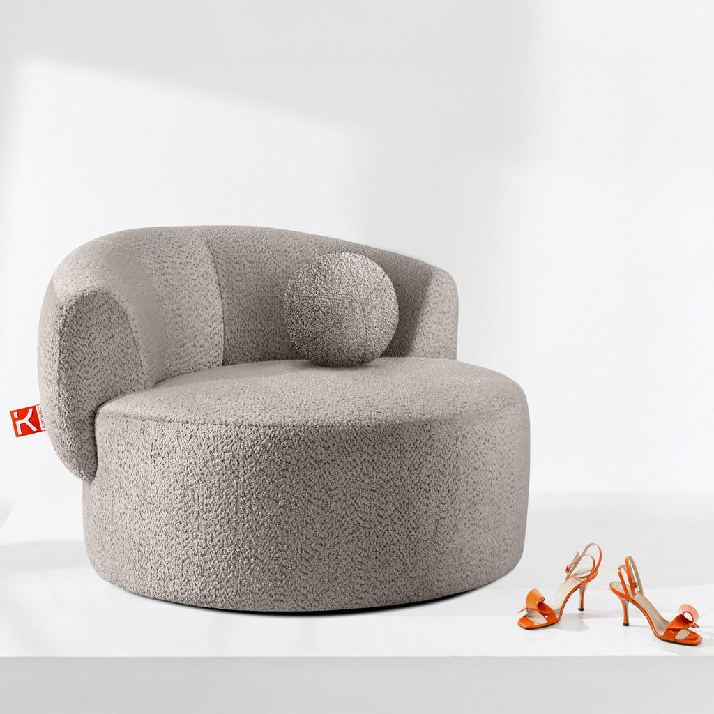 Thumbnail - Konsimo® Drehsessel, Graubraun, Textil, 105x76x100 cm, Wohnzimmer, Sessel, Polstersessel