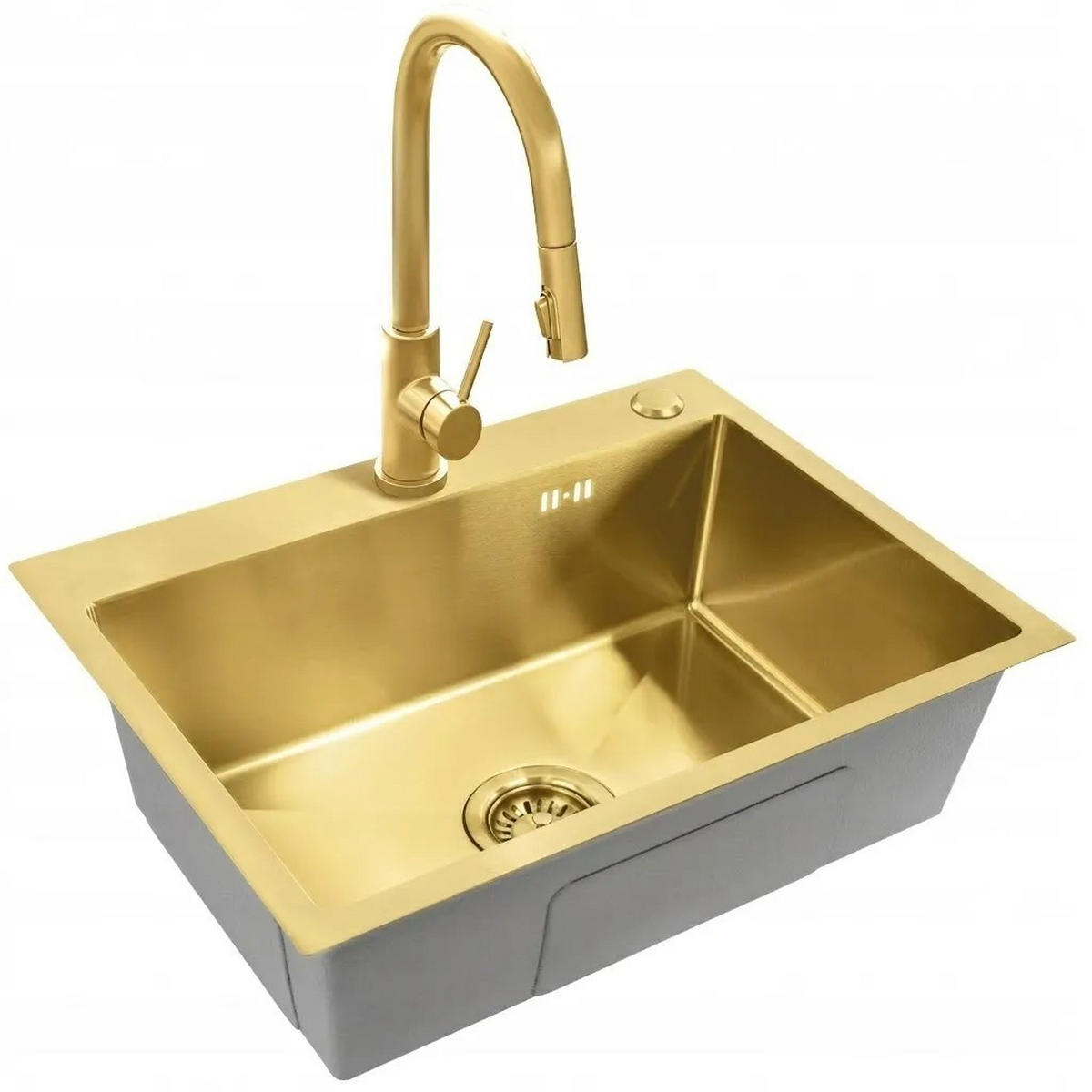 EDELSTAHLSPÜLE Rea Liam Brush Gold mit Küchenarmatur - Goldfarben, Metall (45/18.5/58cm) - REA