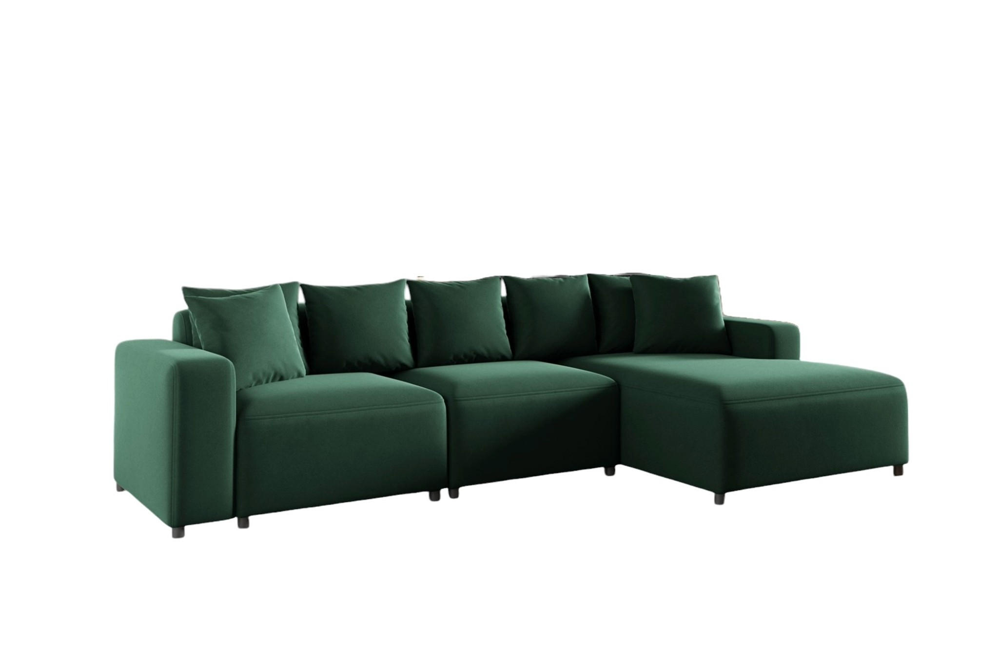 ECKSOFA Megan In Salvador - Dunkelgrün, Holzwerkstoff/Textil (331/165cm) - Fun Möbel