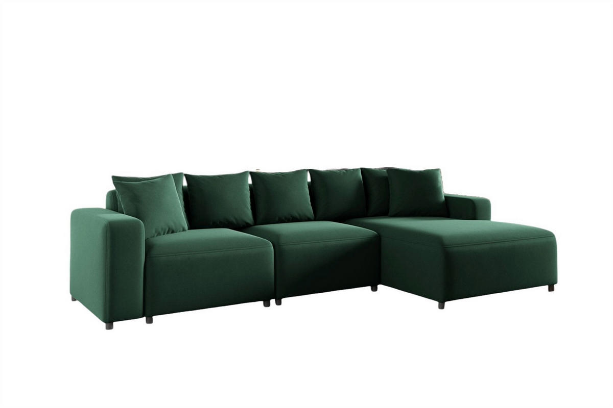 ECKSOFA Megan In Salvador - Dunkelgrün, Holzwerkstoff/Textil (331/165cm) - Fun Möbel