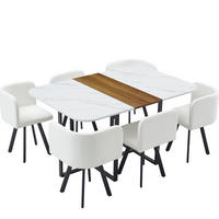 ESSTISCH-SET ausziehbar für 4-6 Personen Naturholz Weiß Schwarz - Multicolor, Metall (100/79/150cm) - Meubliv