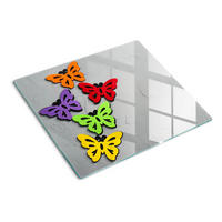 GLASPLATTE 60x52 cm Bunte Schmetterlinge - Multicolor, Glas (60/0.4/52cm) - TULUP