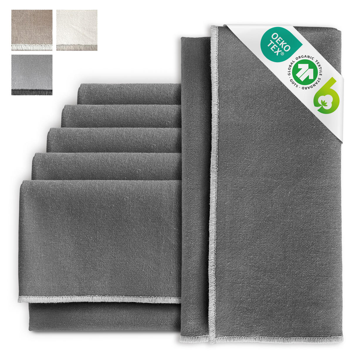 STOFFSERVIETTEN aus Baumwolle 6er-Set - Dunkelgrau, Textil (45/45cm) - Miqio Design