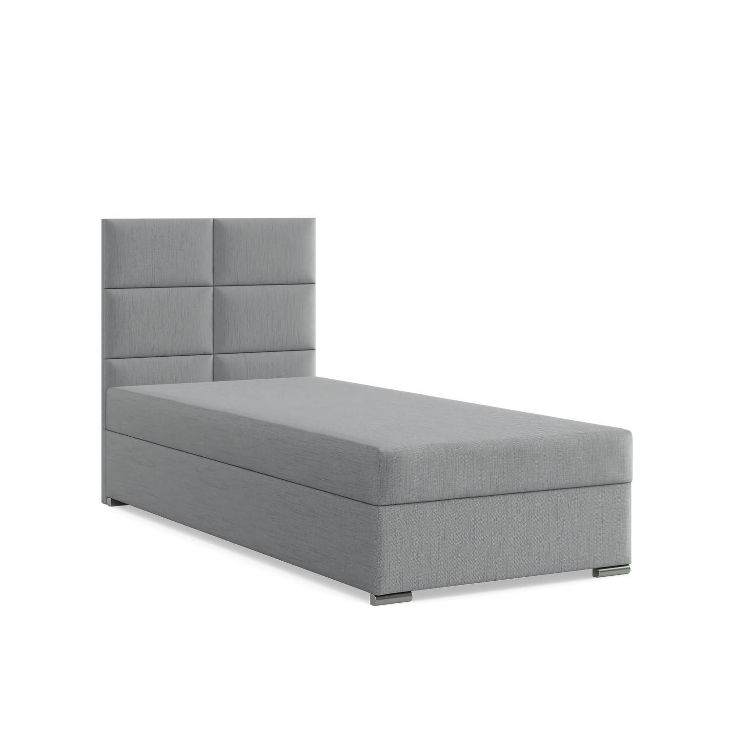BOXBETT MIT KOPFTEIL 90x200 CALVI, Grau - Hellgrau, Textil (90/200cm) - Mebligo