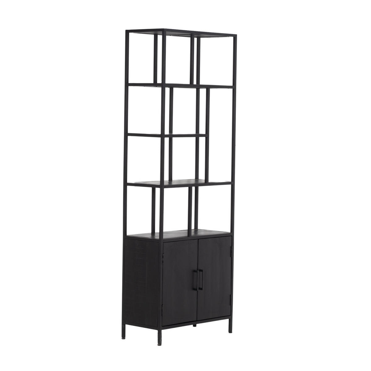 REGAL aus Metall und Holz 75x36x210cm, schwarz - Schwarz, Holz (75/210/36cm) - Giga Meubel