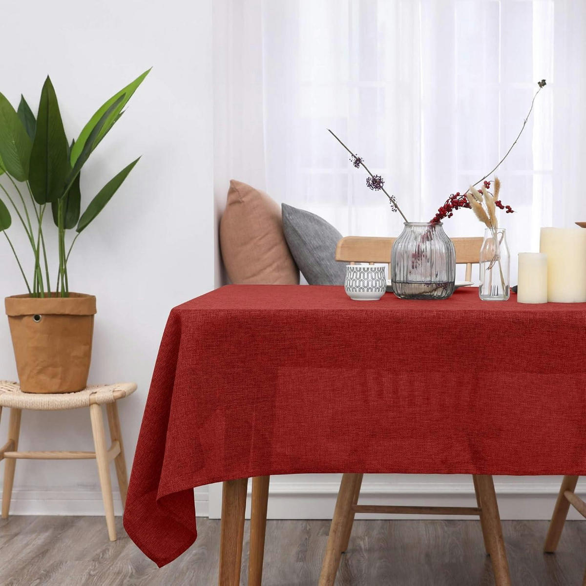 TISCHDECKE Leinenoptik Rot 300x150 cm - Bordeaux, Textil (300/150/1cm)