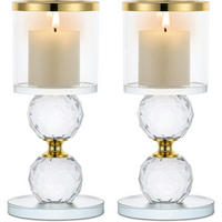 KERZENSTÄNDER 2-teiliges Set Kristall Glas Gold 15,3 cm - Goldfarben, Glas (7/15.3/7cm)