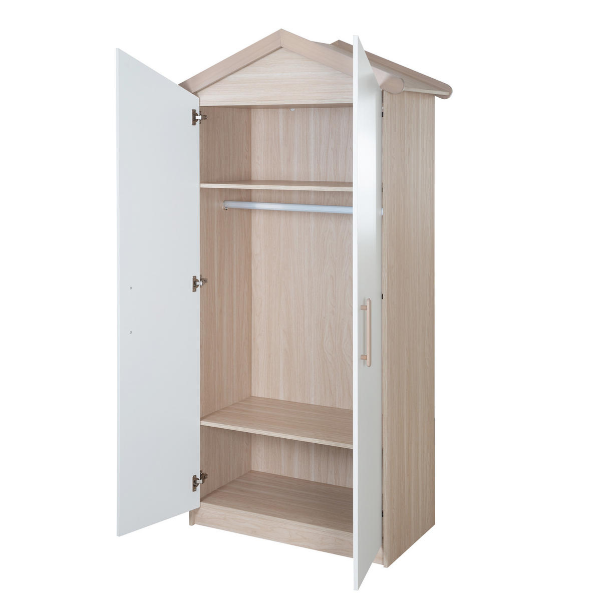 KINDERKLEIDERSCHRANK Cabane 2-türig - Eichefarben/Weiß, Holz/Holzwerkstoff (96/190/50cm) - Roba