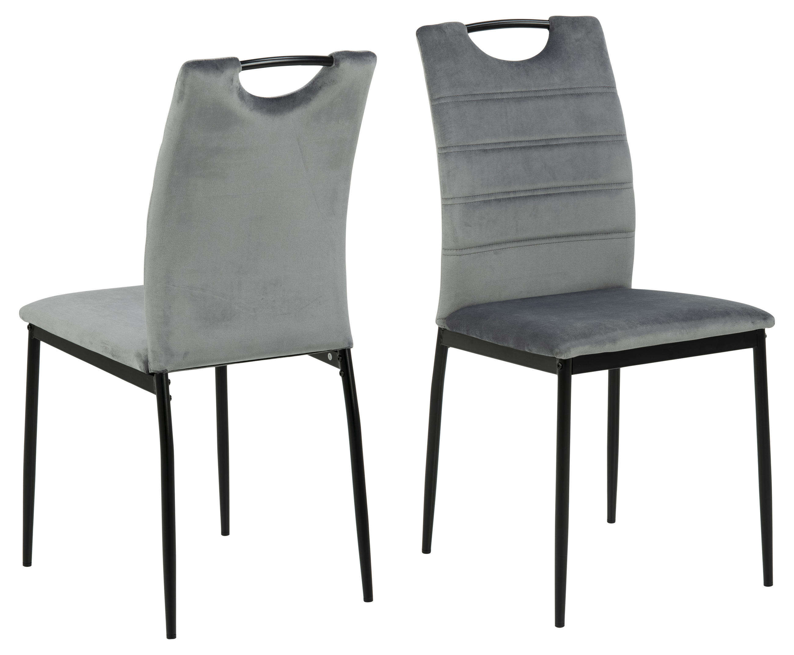 STUHL 4er-Set velours grau - Grau, Holzwerkstoff (44/92/54cm) - ebuy24