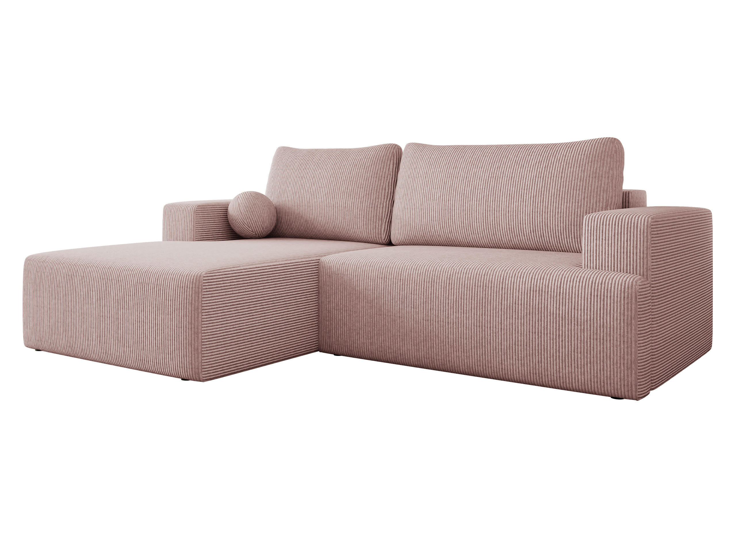 ECKSOFA Mivo Cord, Seite: Links - Schwarz/Rosa, Holz/Kunststoff (266/163cm) - MIRJAN24