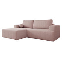 ECKSOFA Mivo Cord, Seite: Links - Schwarz/Rosa, Holz/Kunststoff (266/163cm) - MIRJAN24