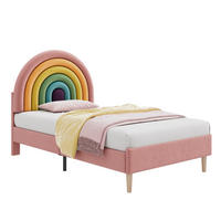 POLSTERBETT 90/200 cm aus Samt in Rosa mit Lattenrost und höhenverstellbarem Kopfteil - Rosa, Textil (90/200cm) - Flora Grace