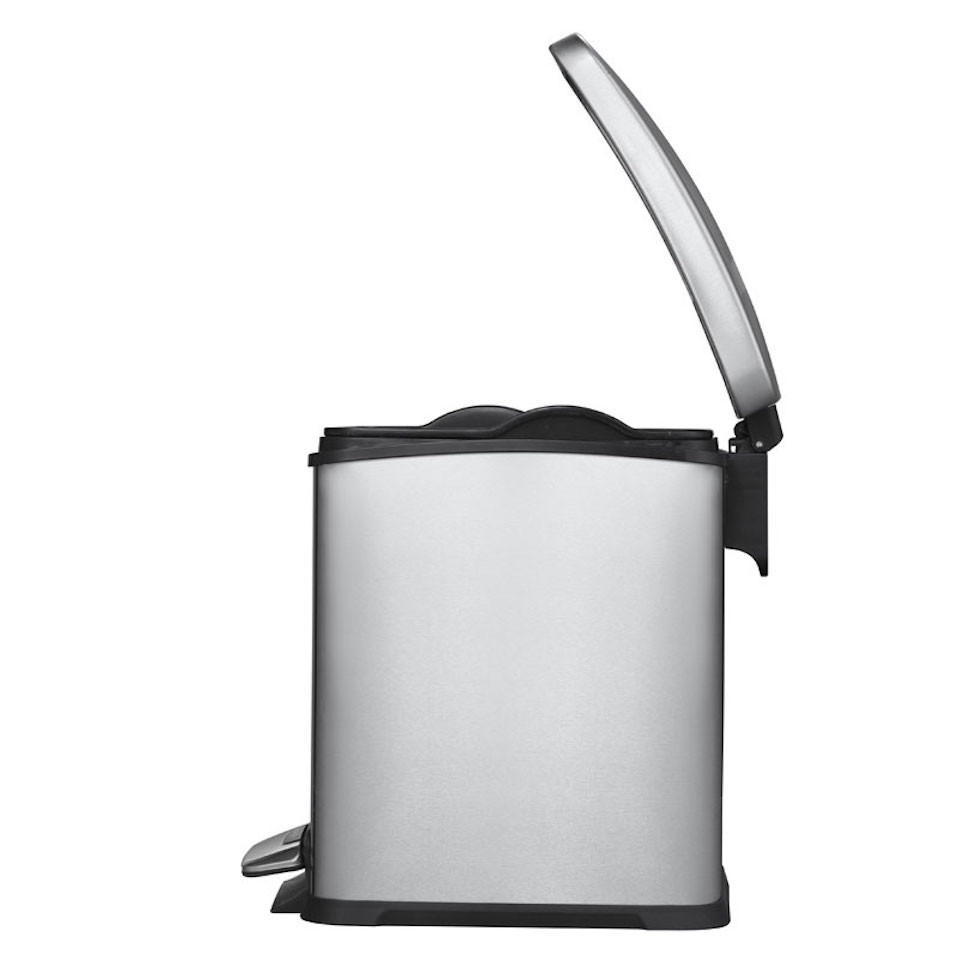 MÜLLEIMER Rechteckiger Aus Gebürstetem Edelstahl 8 Liter 33,5 x 17,8 x 33,2 cm Silber - Silberfarben, Metall (17.8/33.5/33.2cm) - PROREGAL