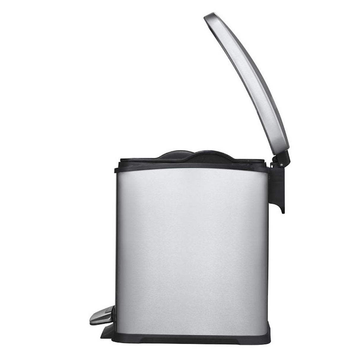 MÜLLEIMER Rechteckiger Aus Gebürstetem Edelstahl 8 Liter 33,5 x 17,8 x 33,2 cm Silber - Silberfarben, Metall (17.8/33.5/33.2cm) - PROREGAL
