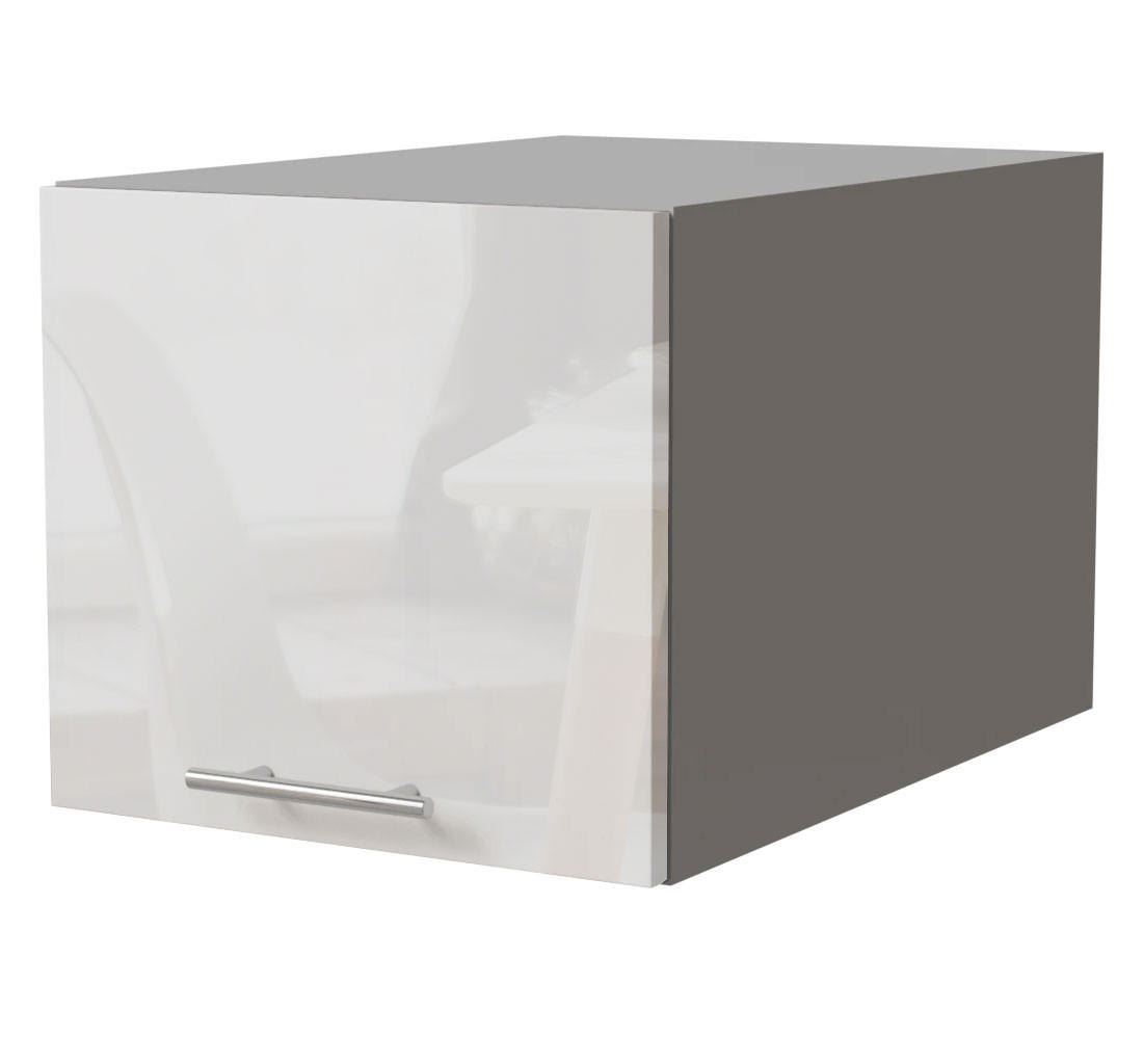 Feldmann-Wohnen Aufsatzschrank Weiß Hochglanz, Grau 40x59x36 cm