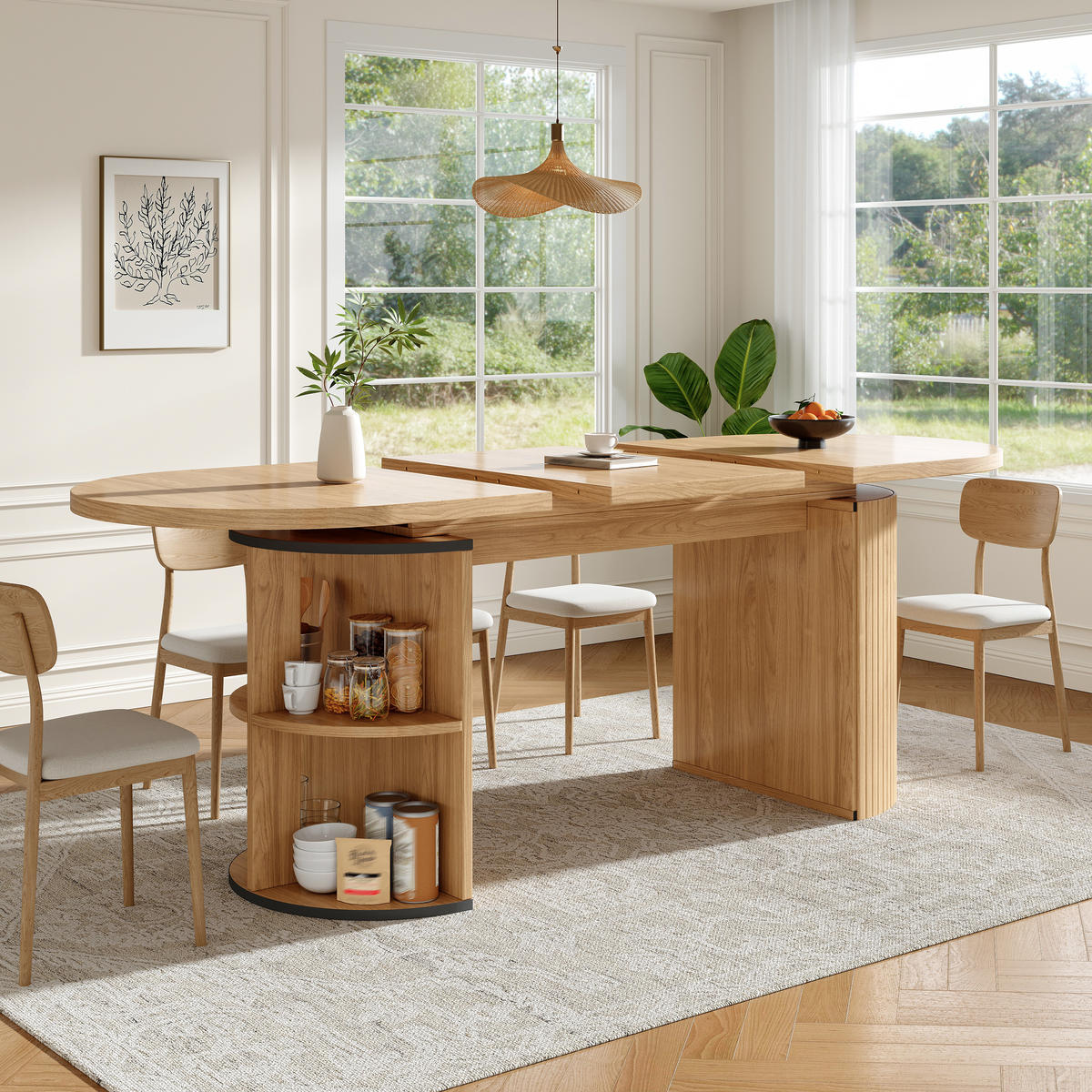 ESSTISCH Ausziehbar Stauraum MDF Naturbraun - Multicolor, Holzwerkstoff (80/160/76cm) - FLIEKS