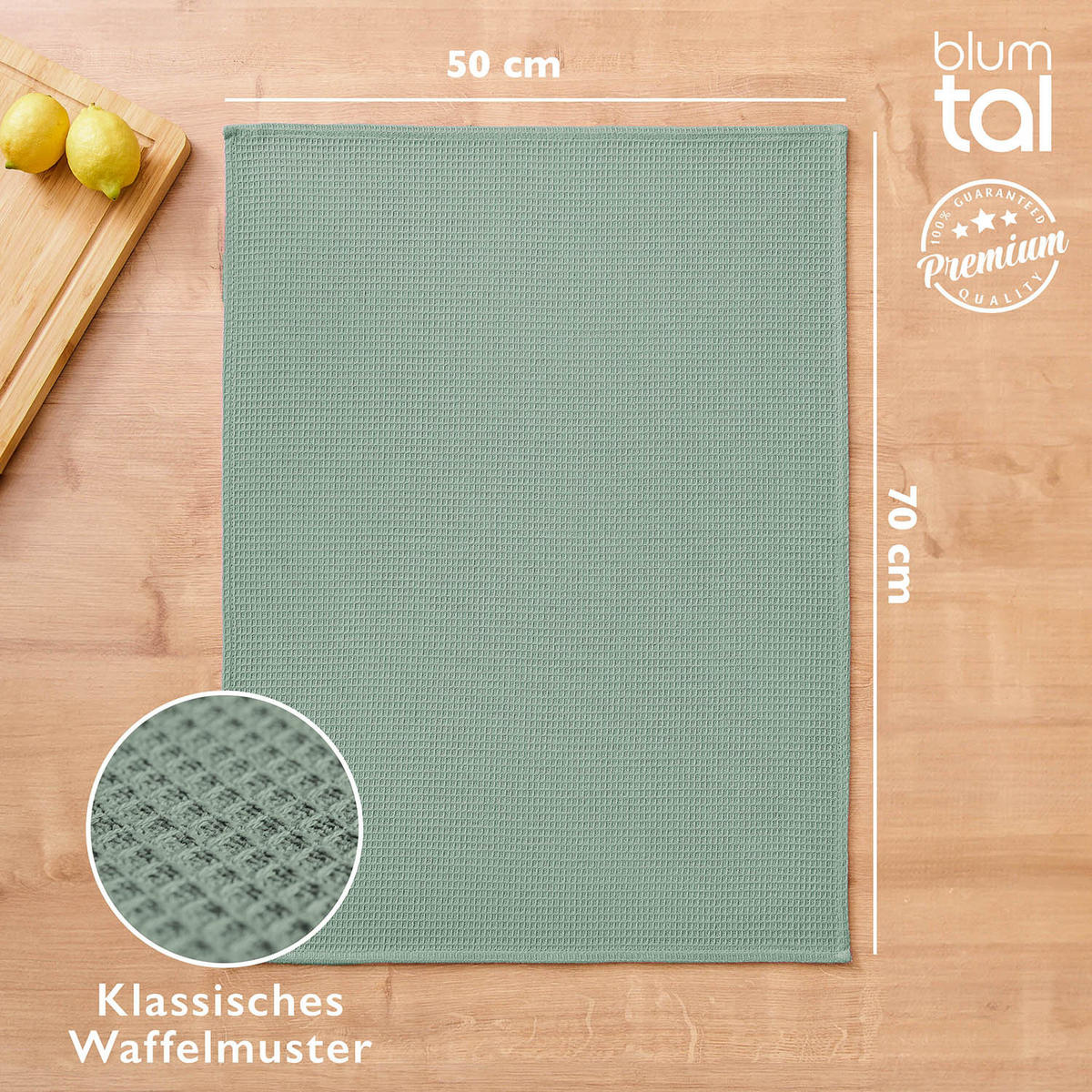 GESCHIRRTÜCHER Frigg 4er-Set, 50/70 cm, Grün - Grün, Textil (30/30cm) - Blumtal
