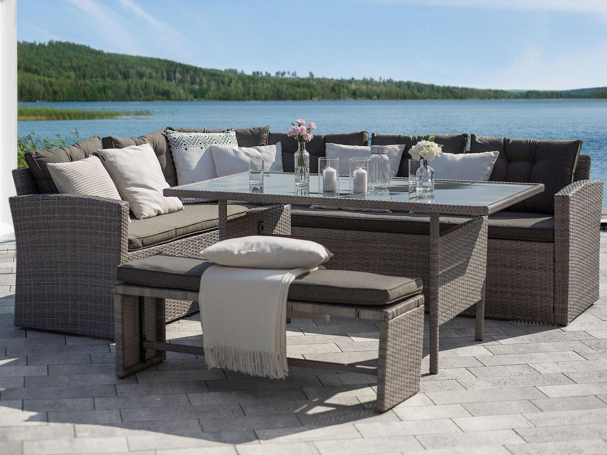 LOUNGE-SET 8-Sitzer grau Viterbo - Hellgrau, Kunststoff - Beliani