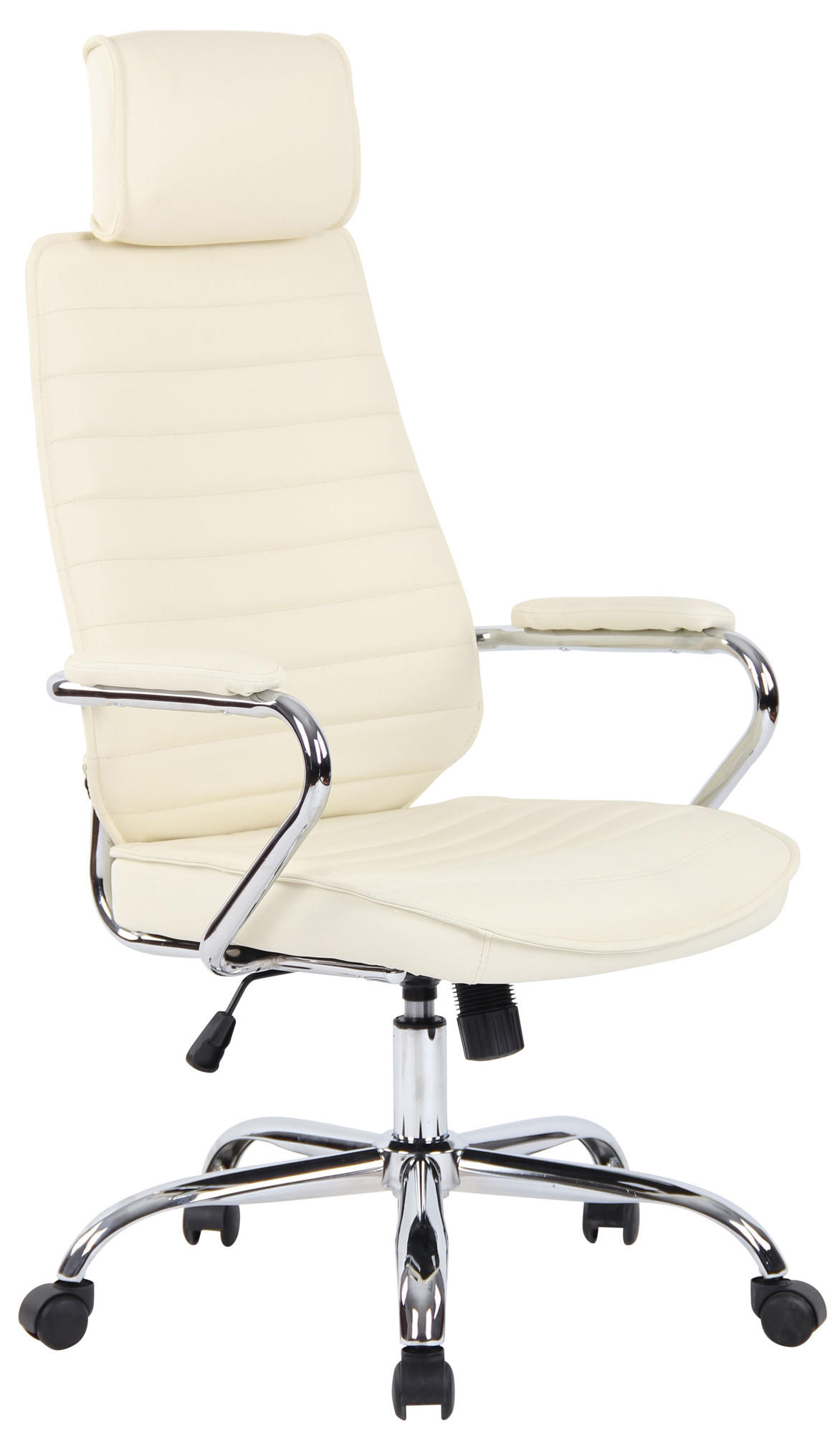 CHEFSESSEL Echtleder Creme - Chromfarben/Creme, Leder/Metall (59/117/57cm) - CLP
