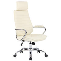 CHEFSESSEL Echtleder Creme - Chromfarben/Creme, Leder/Metall (59/117/57cm) - CLP
