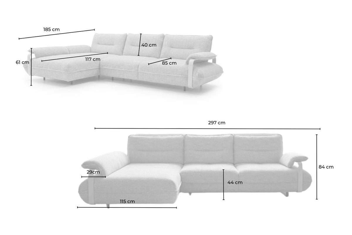 ECKSOFA ANISSA Gelb Flachgewebe - Gelb/Schwarz, Kunststoff/Textil (297/185cm) - KAWOLA