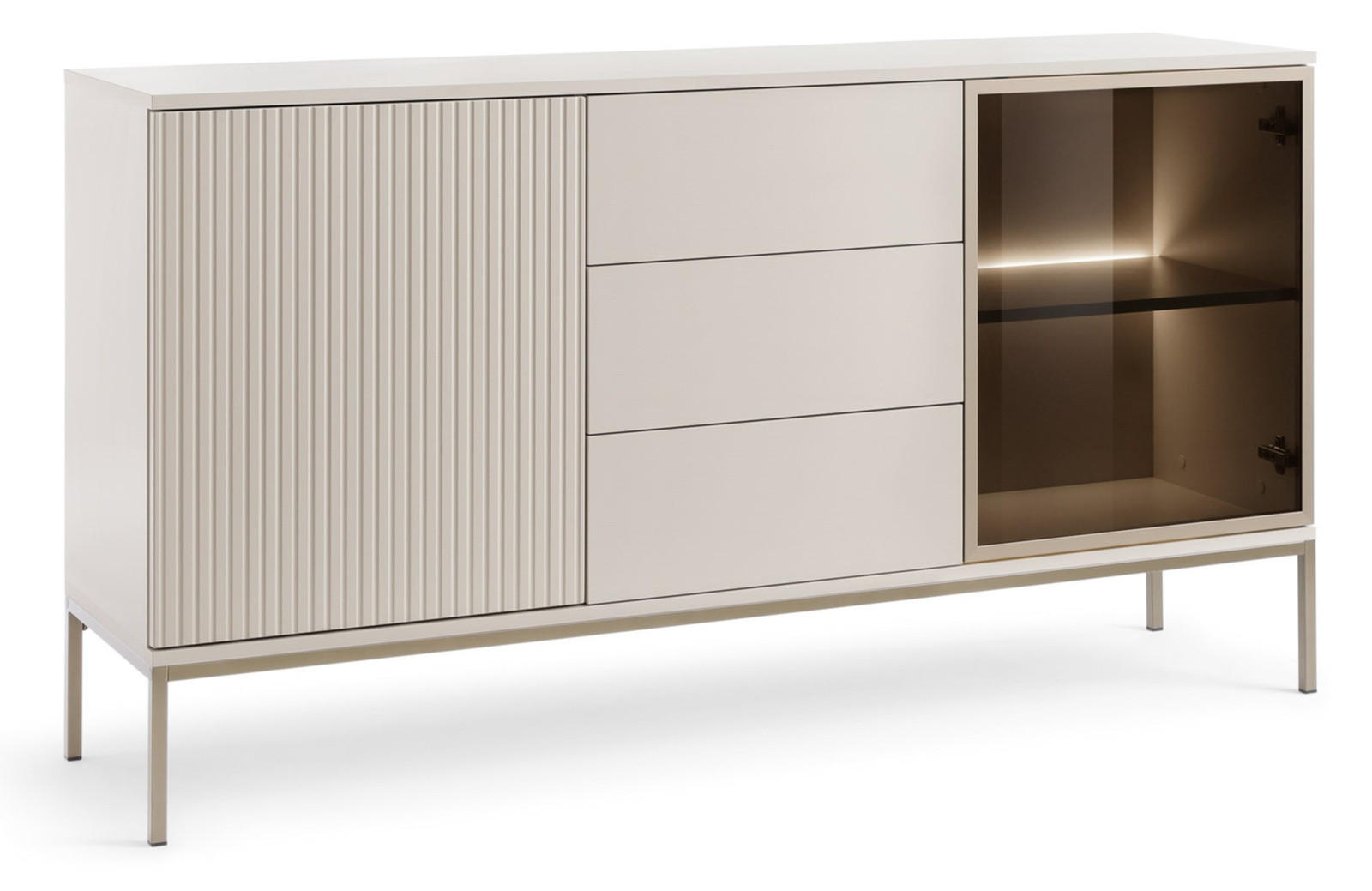KOMMODE Lagos 154 cm mit drei Schubladen Kaschmir - Kaschmir, Holzwerkstoff/Metall (154/83/39cm) - Ravio