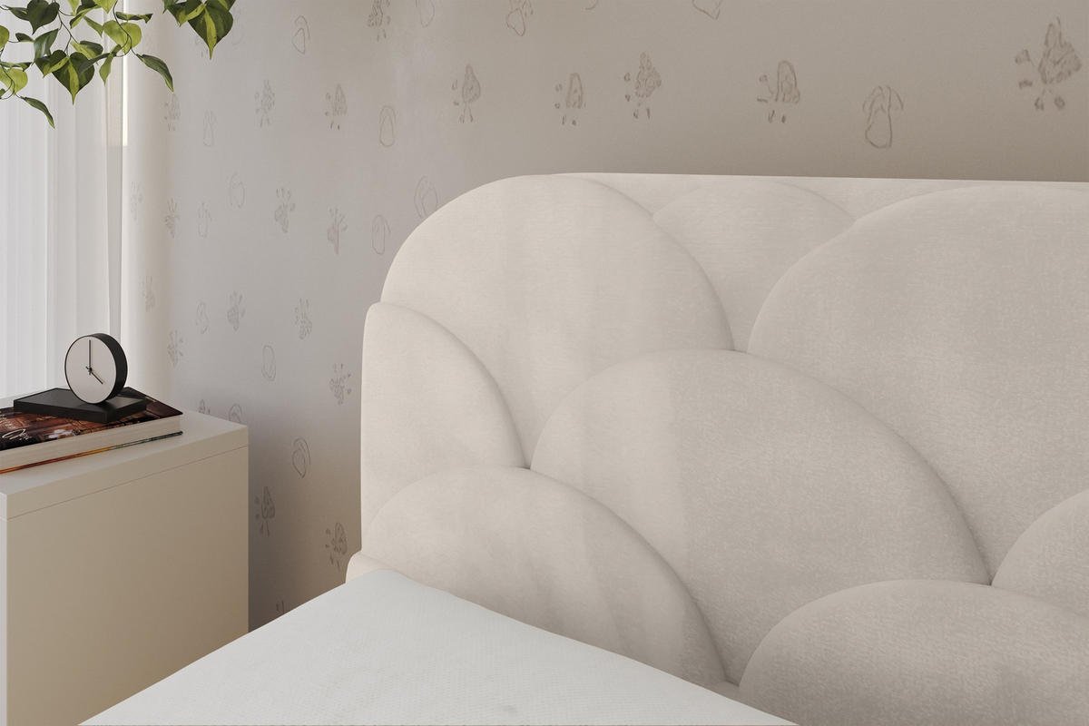 EINZELLBETT Jugendbett mit Bettkasten, Rechts - ELRY 100x200 Beige - Sandfarben, Holzwerkstoff/Textil (100/200cm) - ALTDECOR