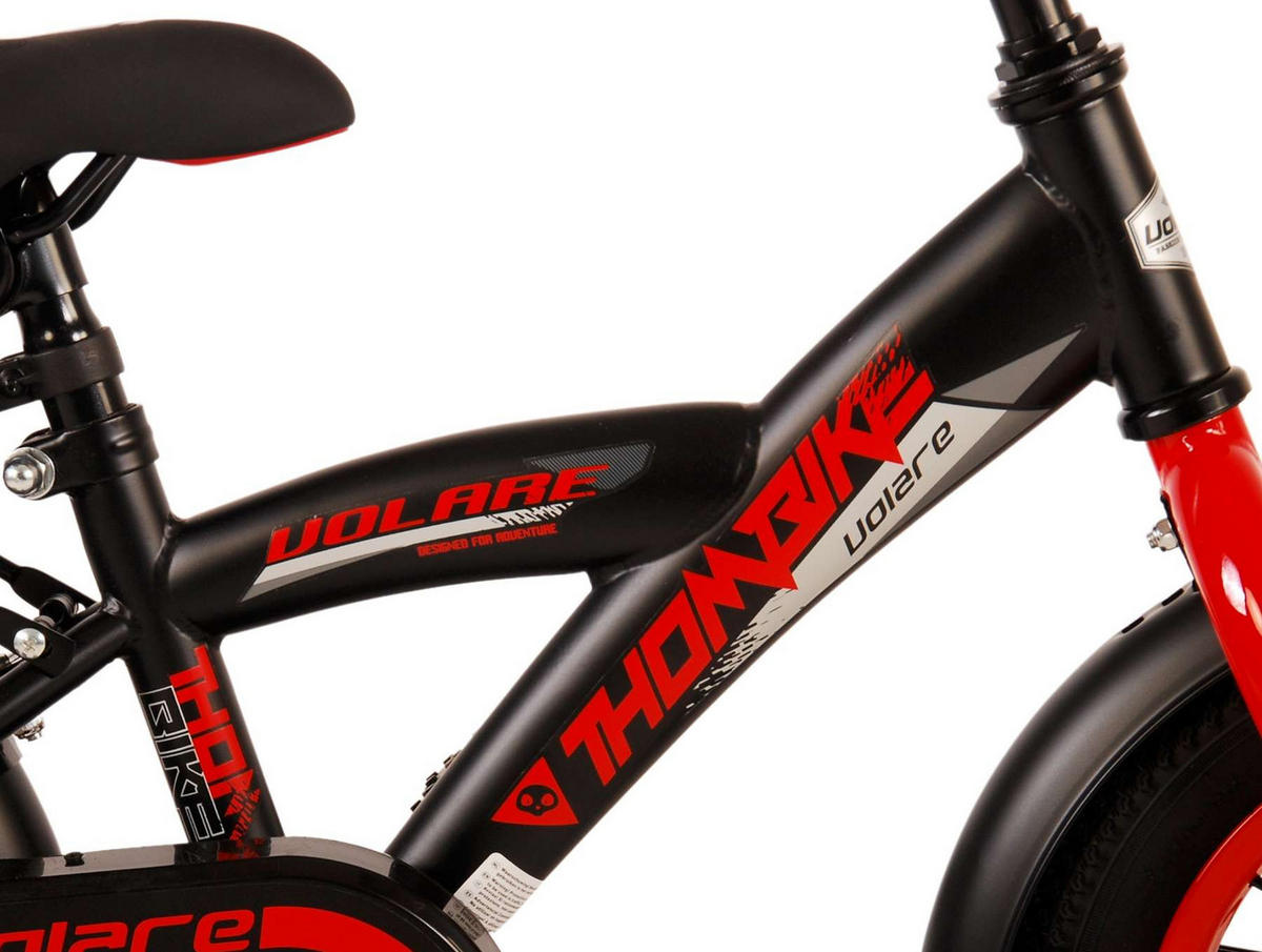 KINDERFAHRRAD Thornbike - Jungen - 12 Zoll - Rücktritt + Handbremse - Schwarz/Rot - Rot/Schwarz, Metall (45cm) - TPFSports
