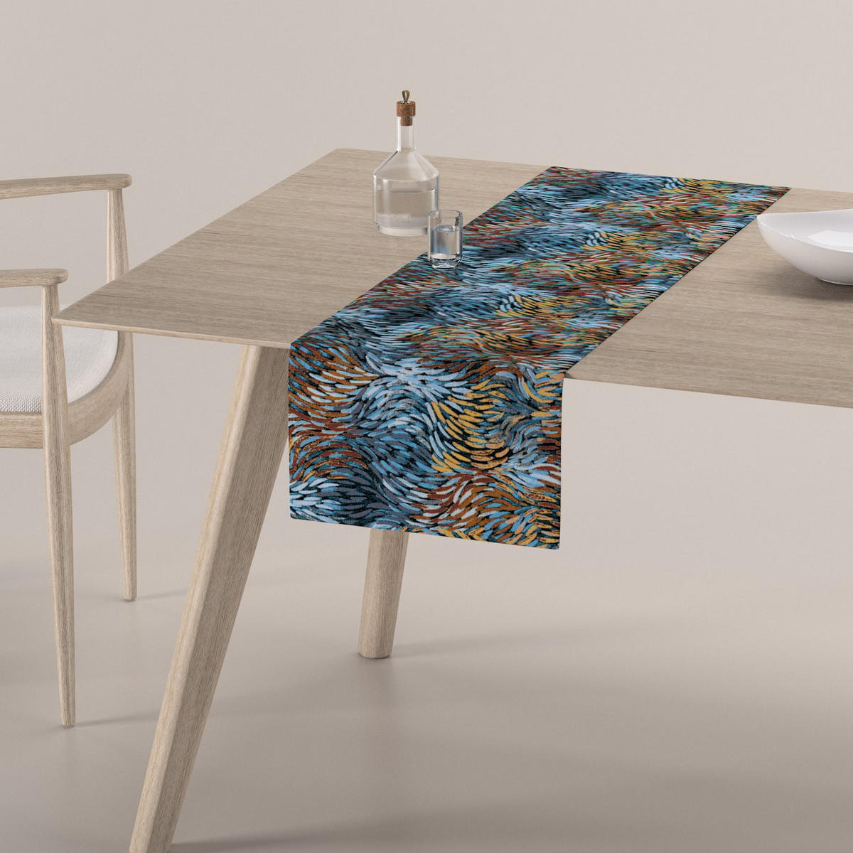 TISCHLÄUFER Intenso Premium, blau und orange, 40x130 cm - Blau, Textil (40/130cm) - Dekoria