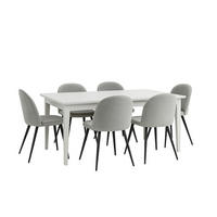 ESSGRUPPE 7-TLG. Venedig Weiß, Grau - Grau, Holzwerkstoff/Textil (95/76/276cm) - ebuy24