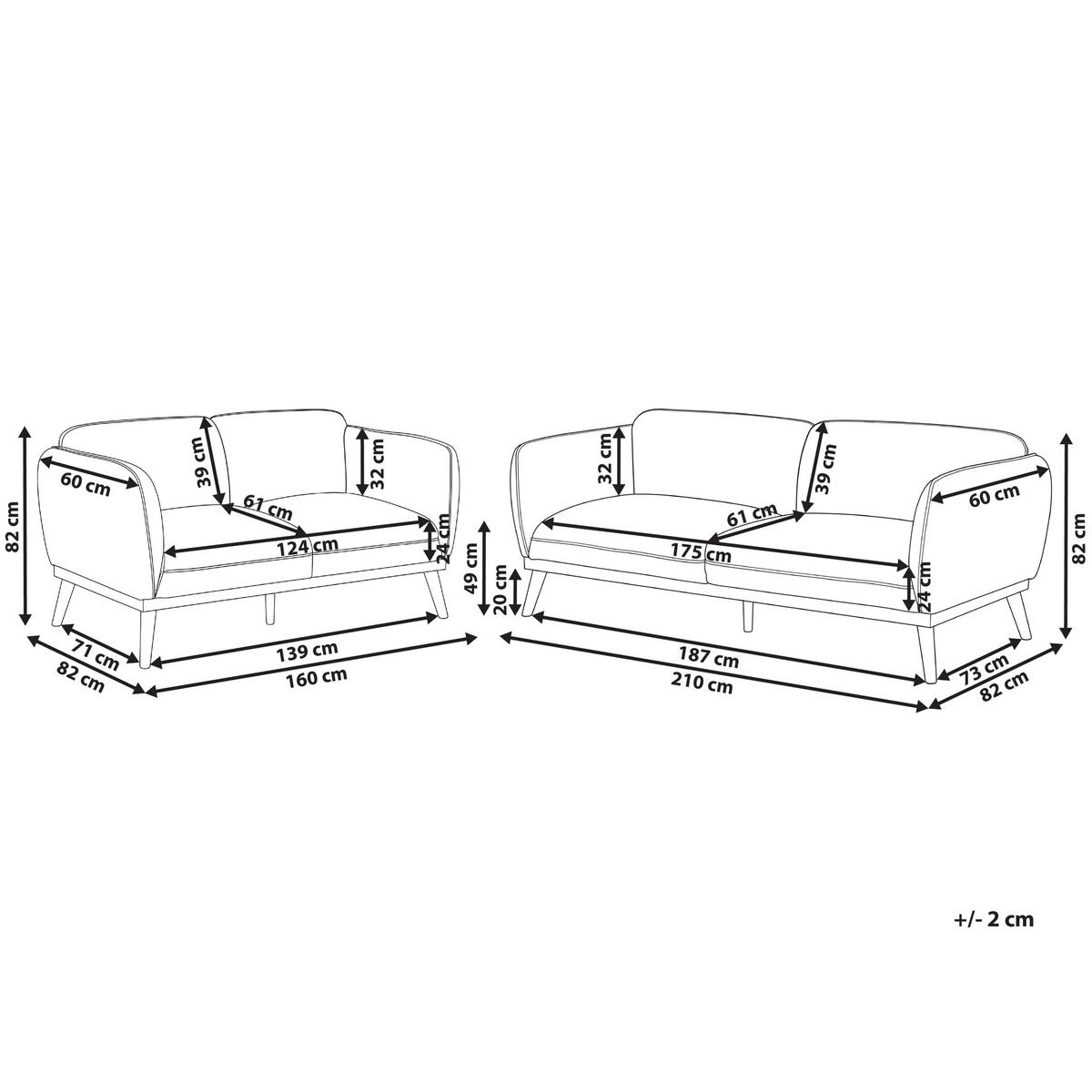 SOFA-SET 5-Sitzer Bouclé Hellbeige Ljung - Hellbraun/Beige, Textil (210/82/82cm) - Beliani