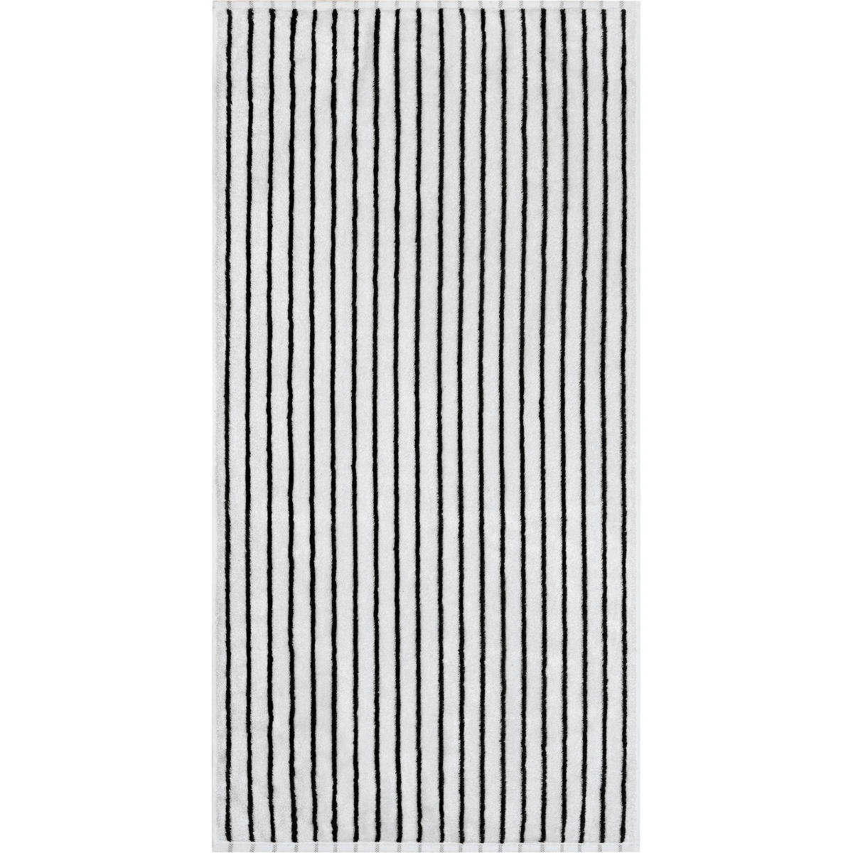 HANDTUCH BLACK&WHITE STREIFEN 6278 SCHWARZ/WEISS - 96 - Weiß, Textil (50/100cm) - Cawoe