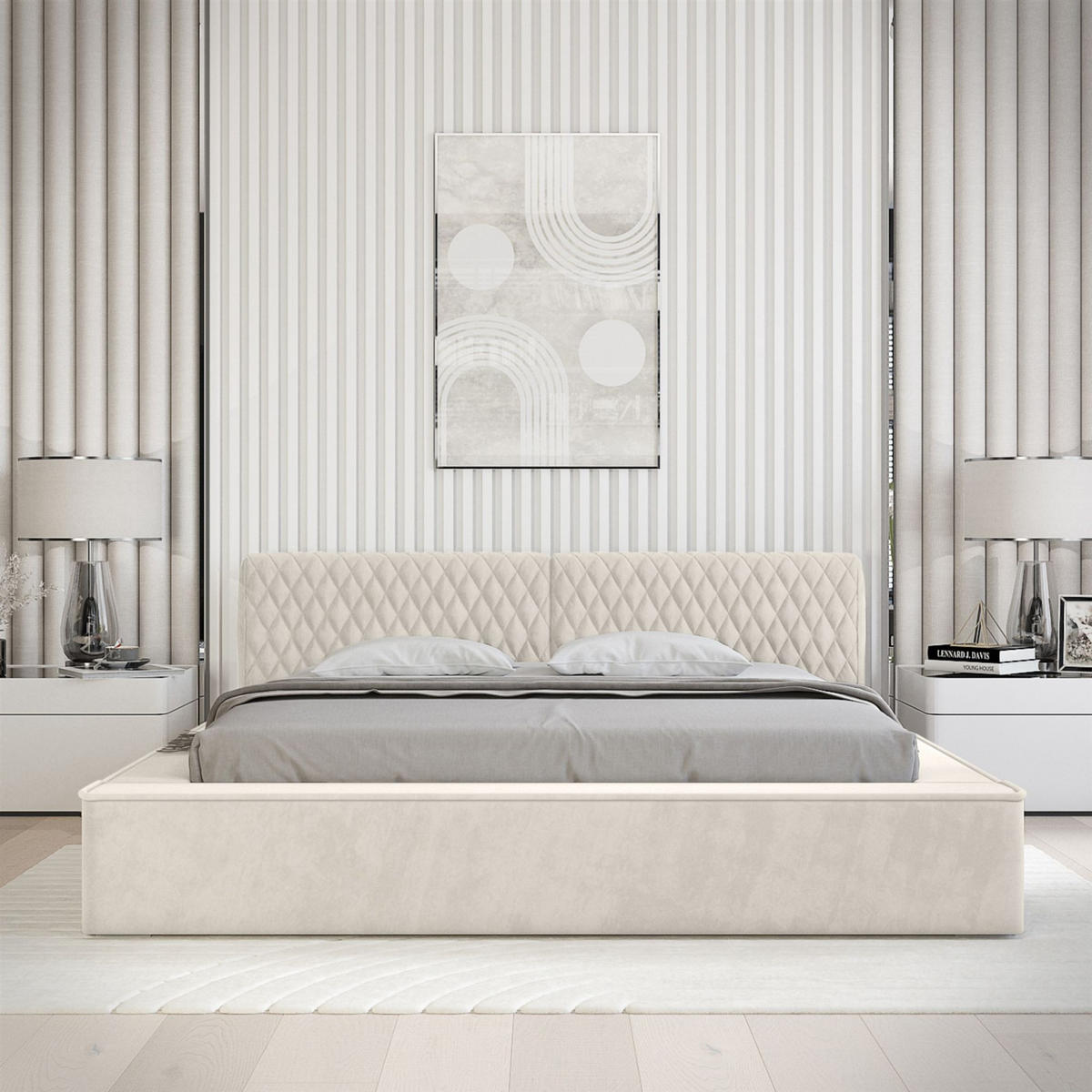 POLSTERBETT Norfolk In Ditra - Creme, Holzwerkstoff/Textil (160/200cm) - Fun Möbel