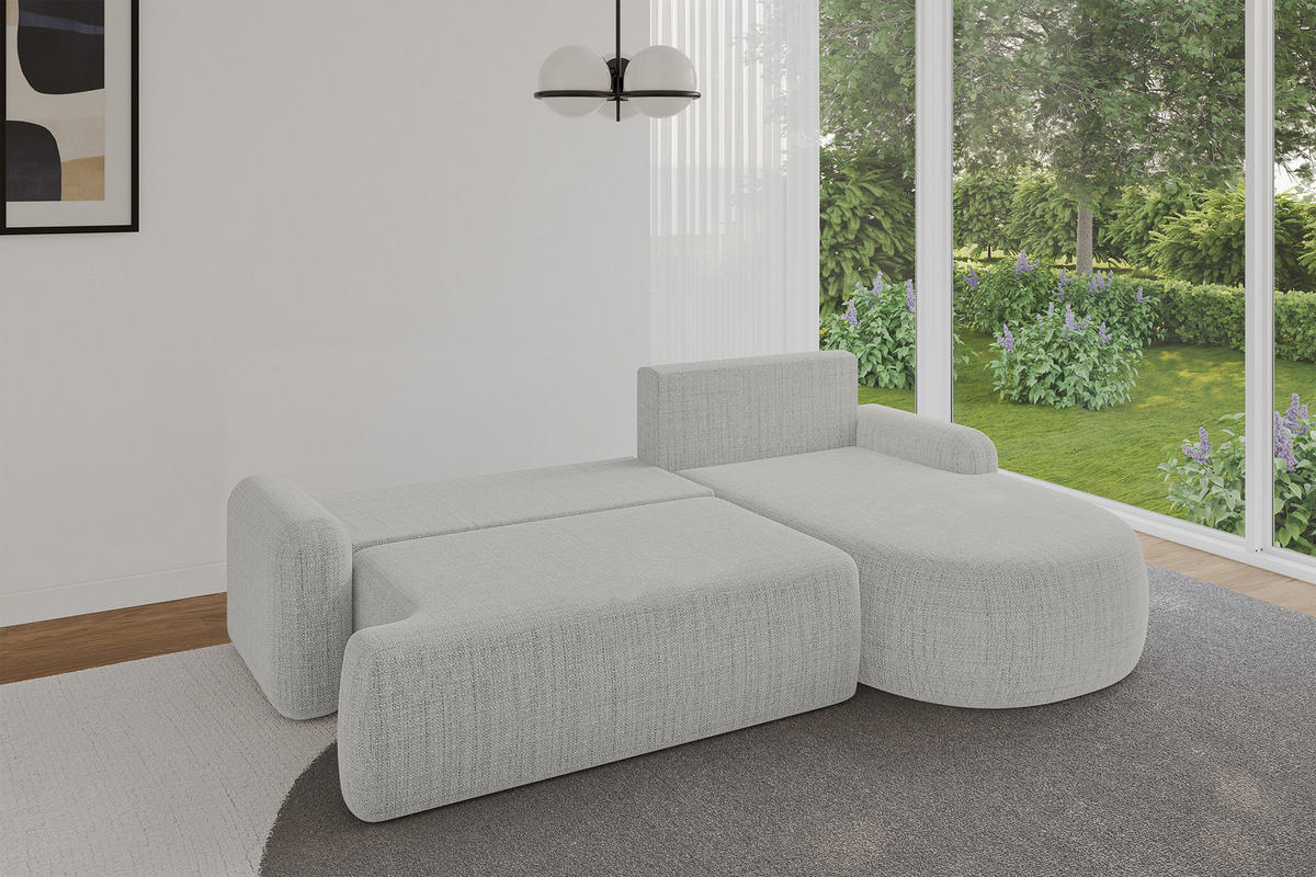 ECKSOFA mit Schlaffunktion und Bettkasten LIRA-L - 264x172x89 Hellgrau - Hellgrau, Holzwerkstoff/Textil (172/264cm) - ALTDECOR