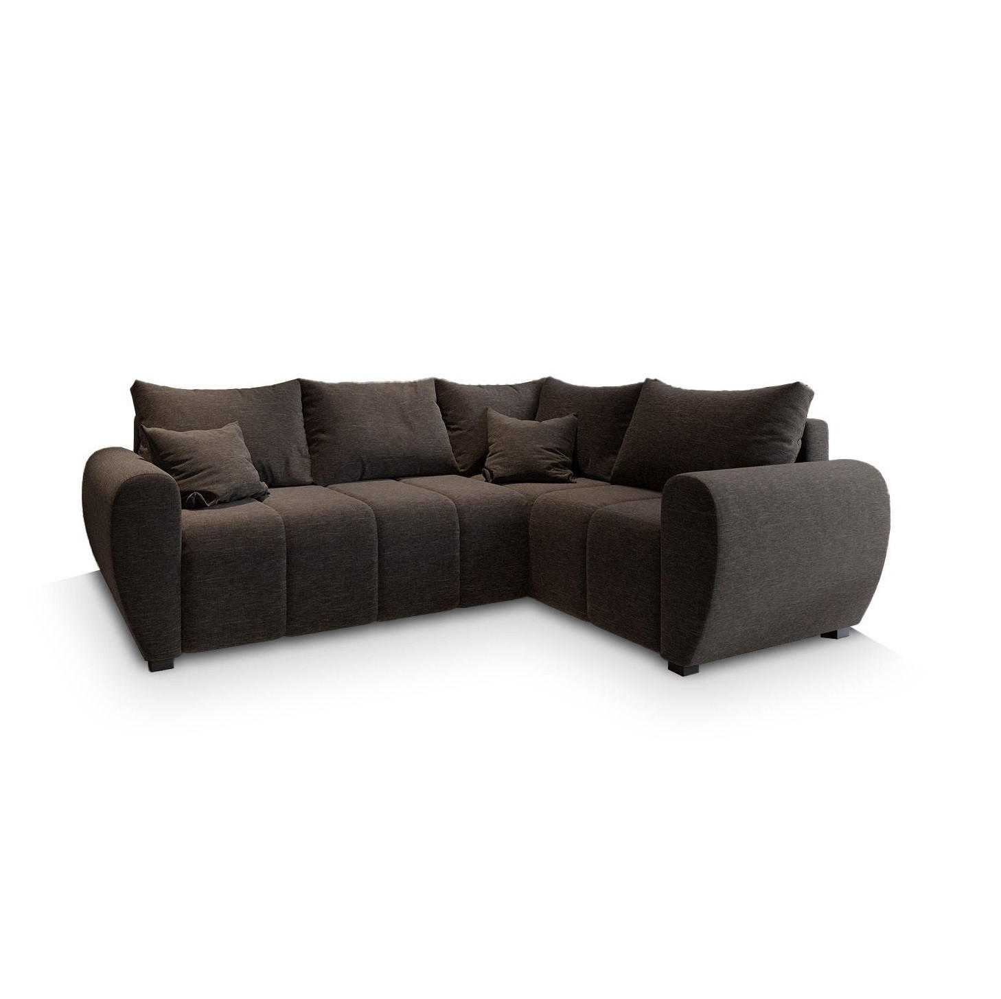 ECKSOFA MADISON L R-S Braun Dünner Stoff mit Schlaffunktion - Braun, Holz (235/175cm) - MASSENO