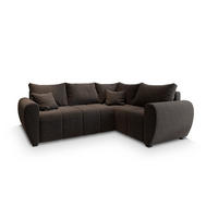 ECKSOFA MADISON L R-S Braun Dünner Stoff mit Schlaffunktion - Braun, Holz (235/175cm) - MASSENO