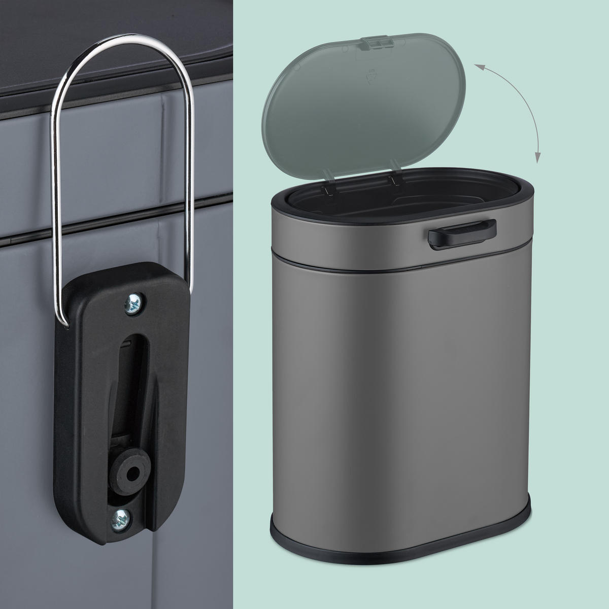 MÜLLEIMER - Grau, Kunststoff/Metall (24/29.5/19.5cm) - Relaxdays