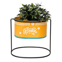 BLUMENHOCKER mit Topf Metall Orange Oval 30 cm - Orange, Metall (34/30/25cm) - DanDiBo