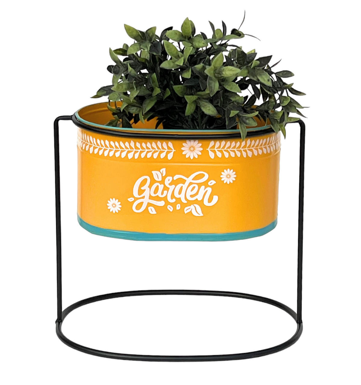 BLUMENHOCKER mit Topf Metall Orange Oval 30 cm - Orange, Metall (34/30/25cm) - DanDiBo
