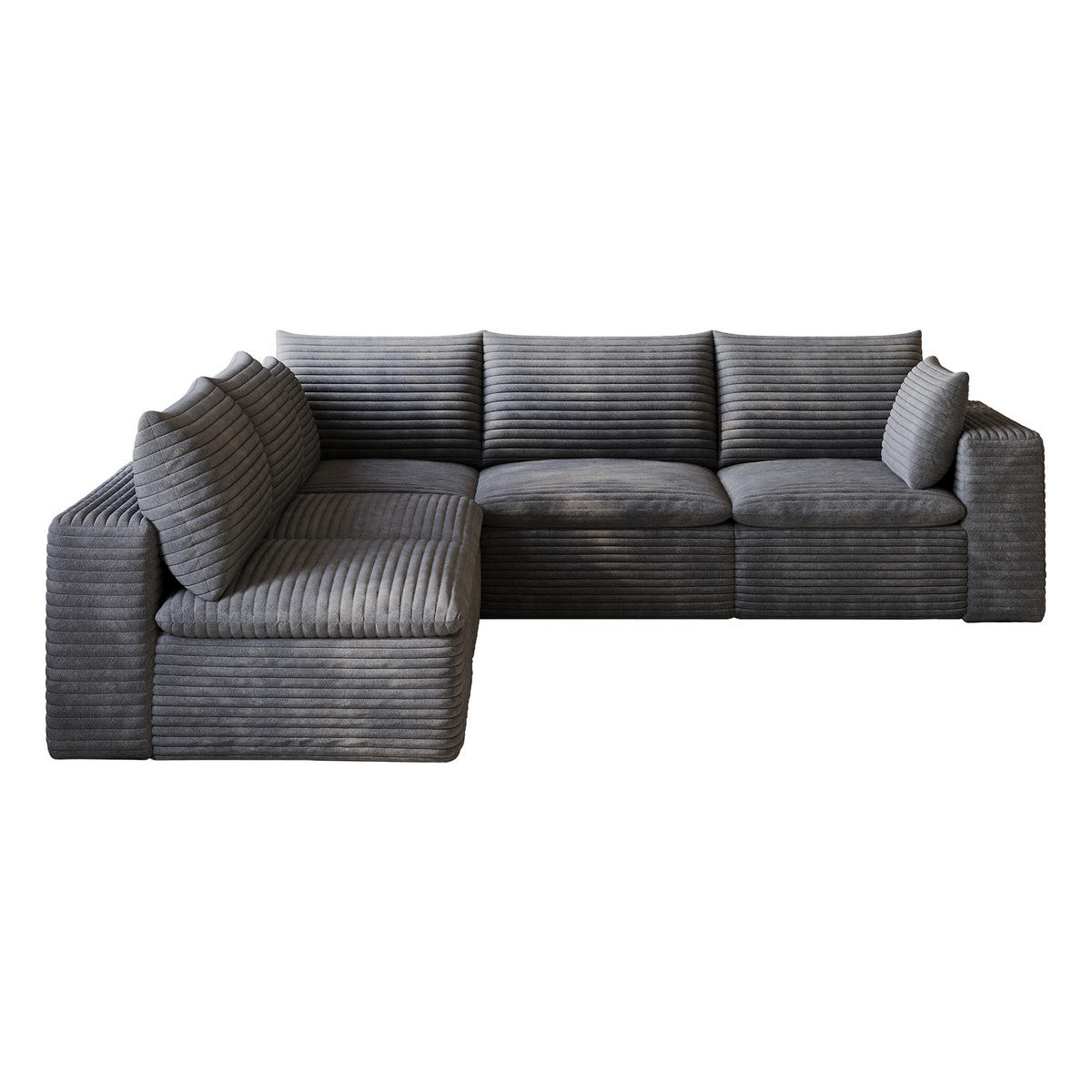 ECKSOFA DE-34773 5-Sitzer mit abnehmbare Polsterung Dunkelgrau - Dunkelgrau, Textil (250/260cm) - ComfortXL