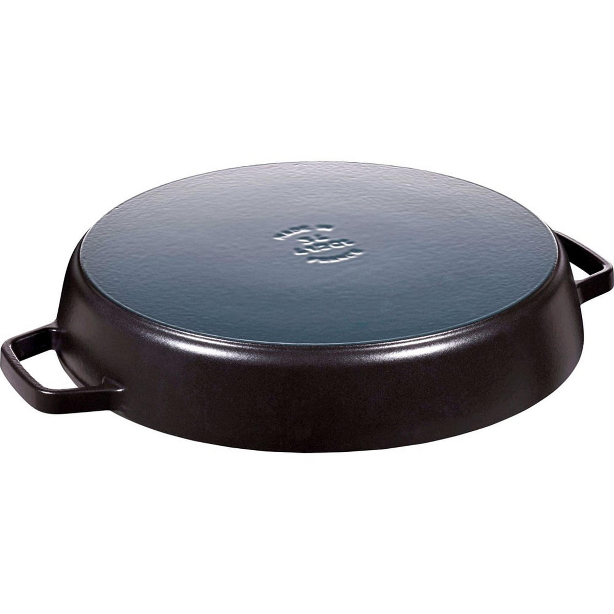 GUSSEISERNE Bratpfanne mit zwei Griffen, 34 cm NPC405110730 - Schwarz, Metall (34cm) - Staub