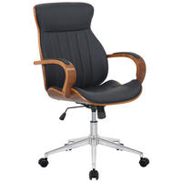 DREHSTUHL Lederlook walnuss/schwarz - Chromfarben/Walnussfarben, Textil/Metall (63/100/68cm) - CLP