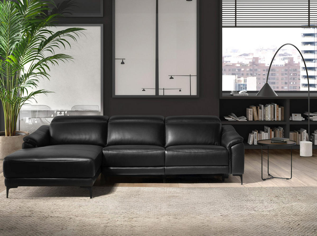 ECKSOFA Linkes Chaiselongue-Relaxsofa aus schwarzem Leder 272/168/96 cm - Schwarz, Leder (272/168cm) - ANGEL CERDA
