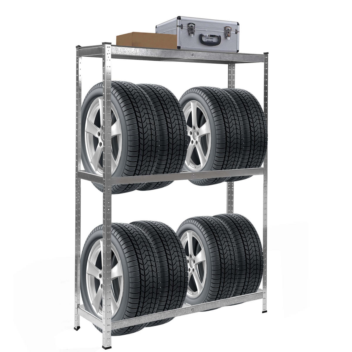 REIFENREGAL Silbergrau, Braun - Braun/Grau, Metall (120/180/40cm) - MCW