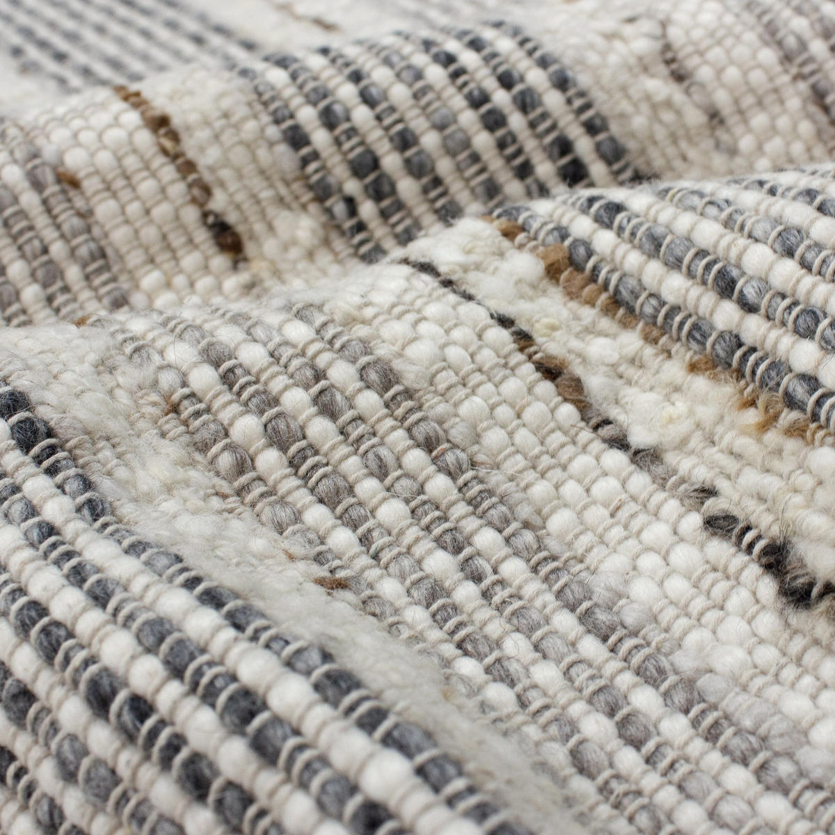 TEPPICH aus Wolle handgewebt HYTHE in Natur, gestreift, 80 x 300 cm - Beige, Textil (80/300cm) - KADIMA DESIGN